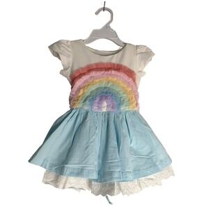 NWOT Girl August Boutique Dress Tulle Rainbow Lined Colorful Party Sz 2